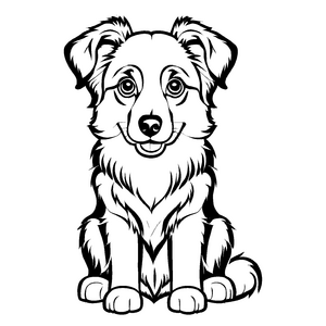 Niedliches Australian Shepherds-Ausmalbild zum Entdecken und Gestalten