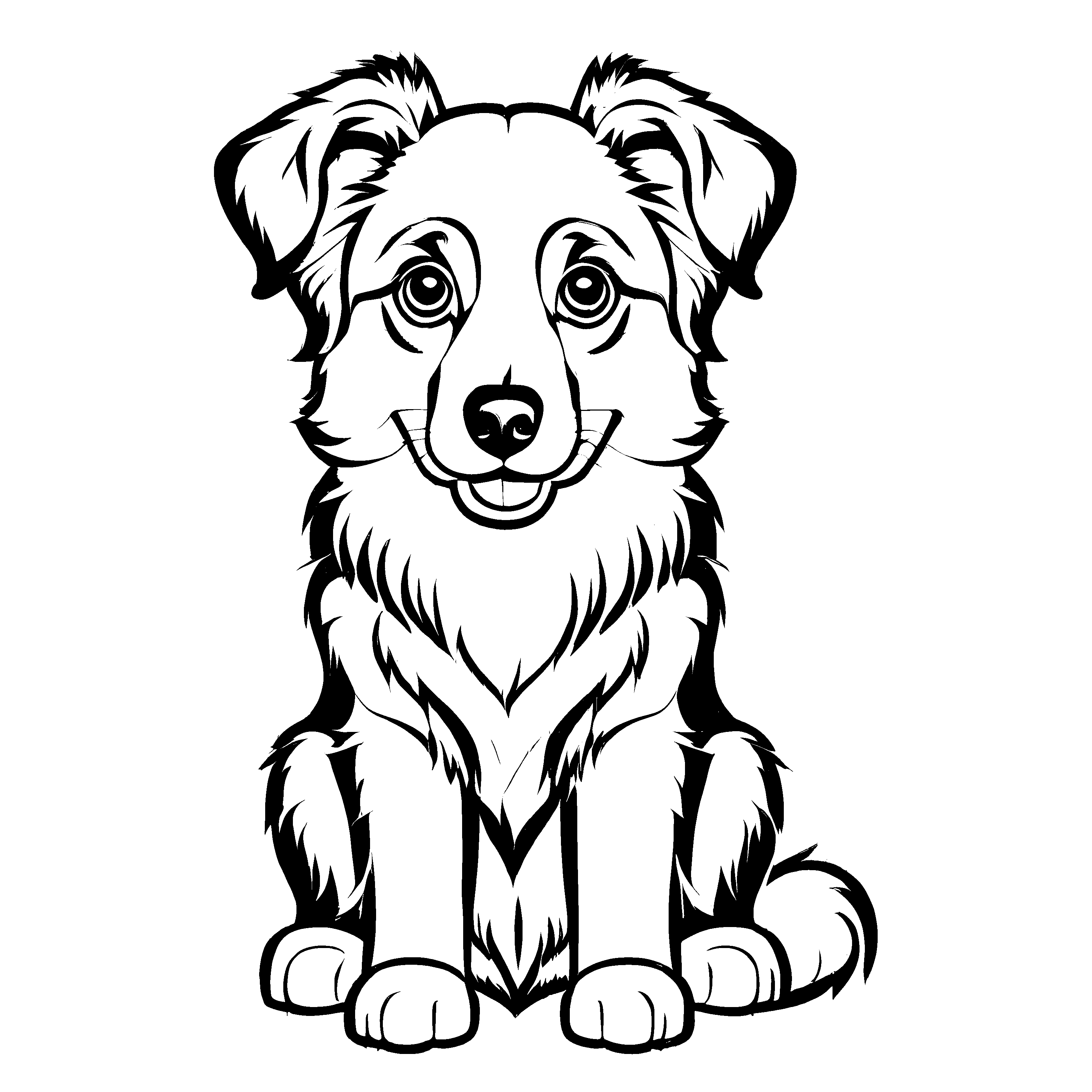 Niedliches Australian Shepherds-Ausmalbild zum Entdecken und Gestalten