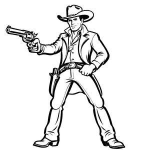 Buntes Cowboys-Malbild zum Basteln und Malen