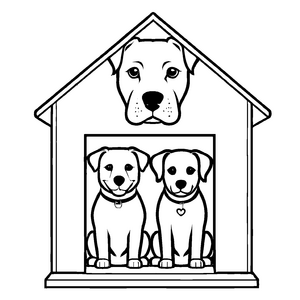 Verspielte Hundehütten-Ausmalvorlage für Groß und Klein
