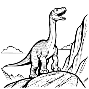 Majestätischer Diplodocus auf einem Felsen Ausmalbild für neugierige Dinoschüler