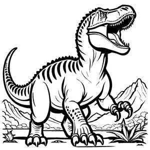 Majestätischer Allosaurus in Abenteuerstellung Ausmalbild für neugierige Dinosaurier-Fans