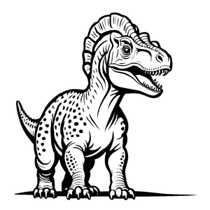 Beeindruckender Pachycephalosaurus mit spitzem Haarkamm Ausmalvorlage für kleine Dino-Entdecker