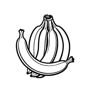Kurvenreiche Banane mit fröhlicher Zeichnung Malvorlage für abenteuerliche Künstler