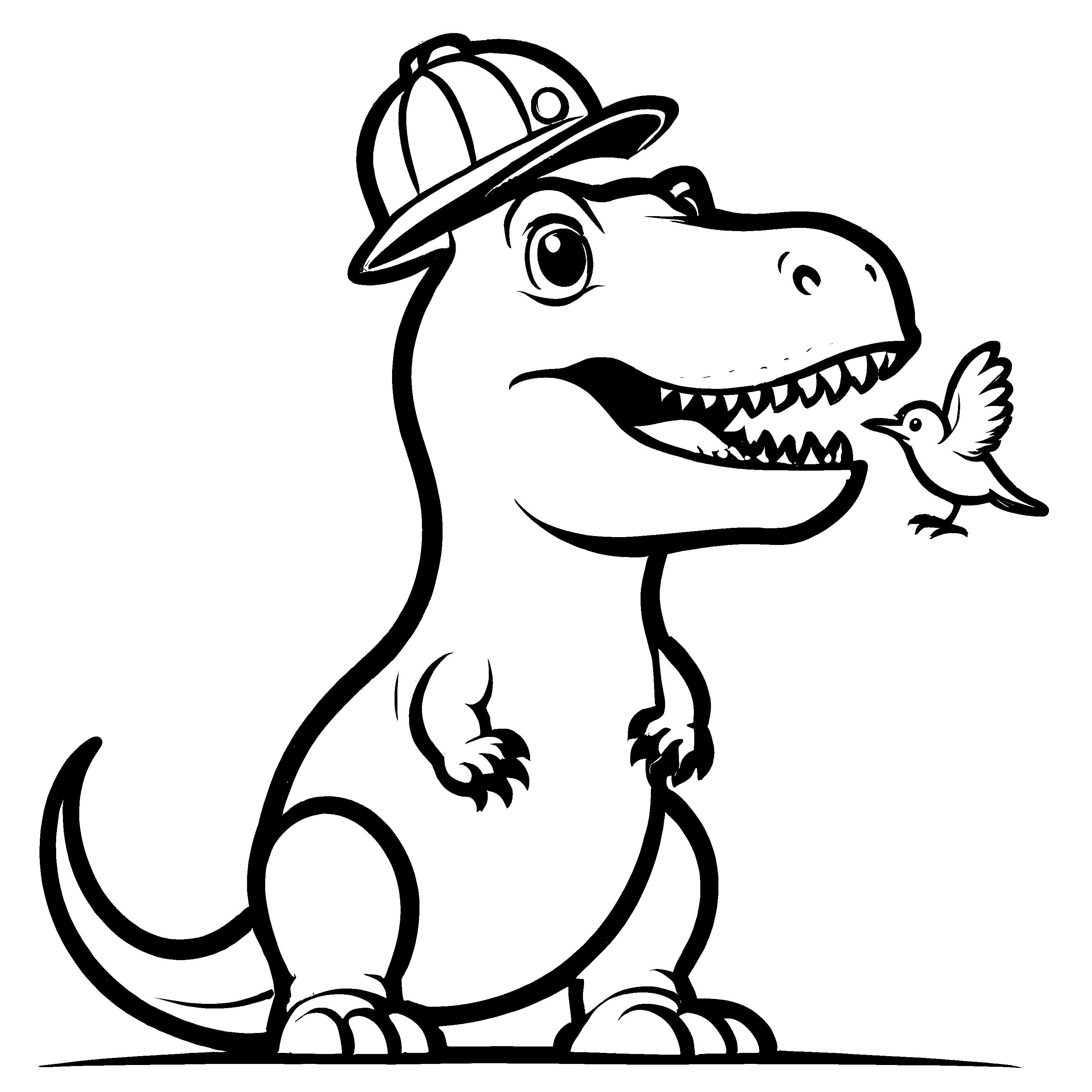 Humble Tyrannosaurus Rex mit schickem Bauhelm Ausmalbild für kleine Entdecker mit großen Ideen