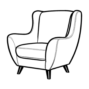 Schlichter Ohrensessel mit kuscheligem Kissen Malvorlage für entdeckerische Designfans
