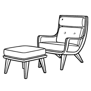 Stylischer Loungesessel mit verspielten Knöpfen Ausmalbild für kreative Köpfe