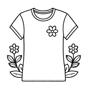 Blütenzauber auf elegantem Damen-T-Shirt Ausmalbild für kreative Trendsetter