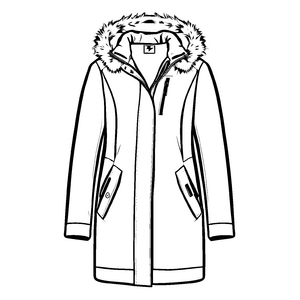 Schicker Wintermantel mit kuscheligen Details Ausmalvorlage für modische Abenteuerlustige