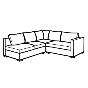 Kreatives Ecksofa mit drei Kissen Malvorlage für fantasievolle Designerzwerge