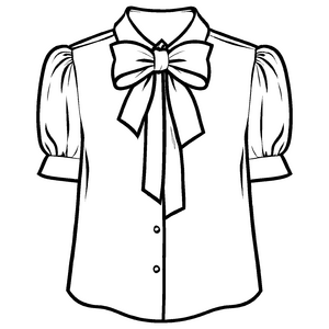 Bezaubernde Damenbluse mit schickem Schleifenkragen Ausmalbild für modebewusste Künstler