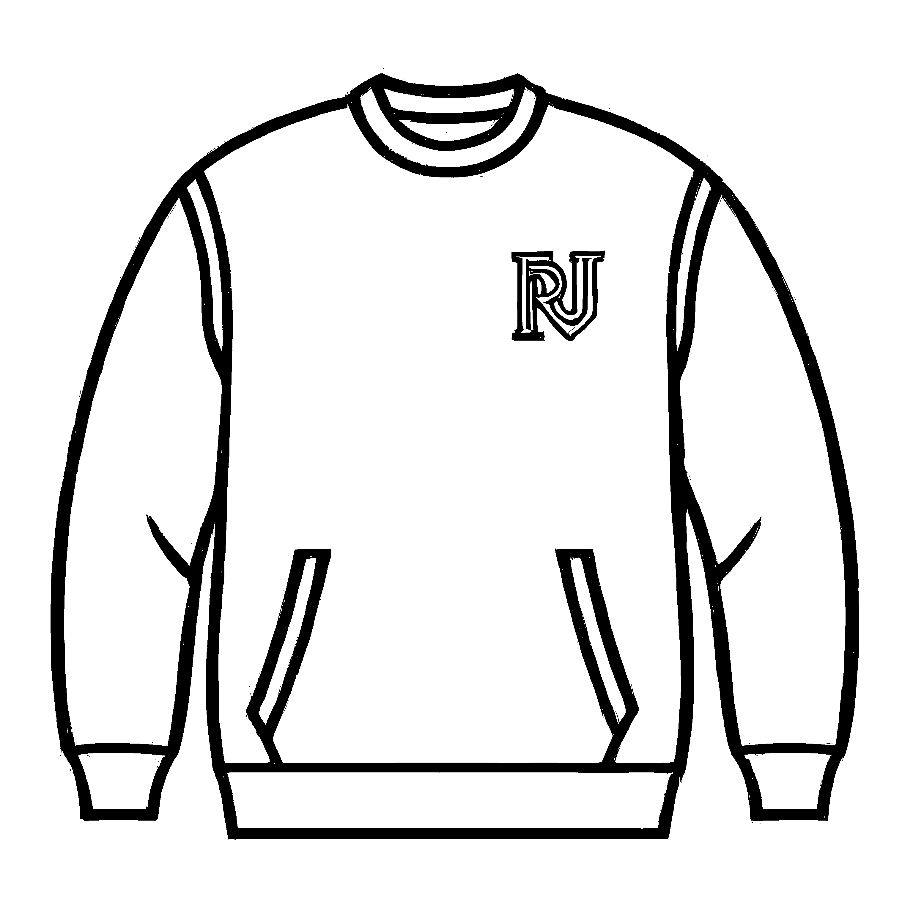 Bezaubernder Herrenpullover mit großem R-Print Ausmalbild für modische Kreativlinge
