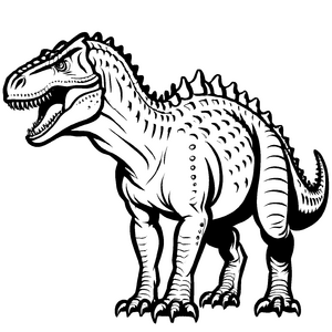 Imposanter Carnotaurus mit beeindruckenden Zähnen Ausmalbild für kleine Dino-Fans
