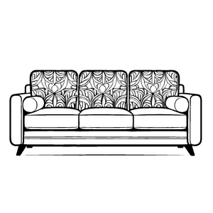 Bezauberndes Retro-Sofa mit Blumenmuster Ausmalbild für kreative Köpfe