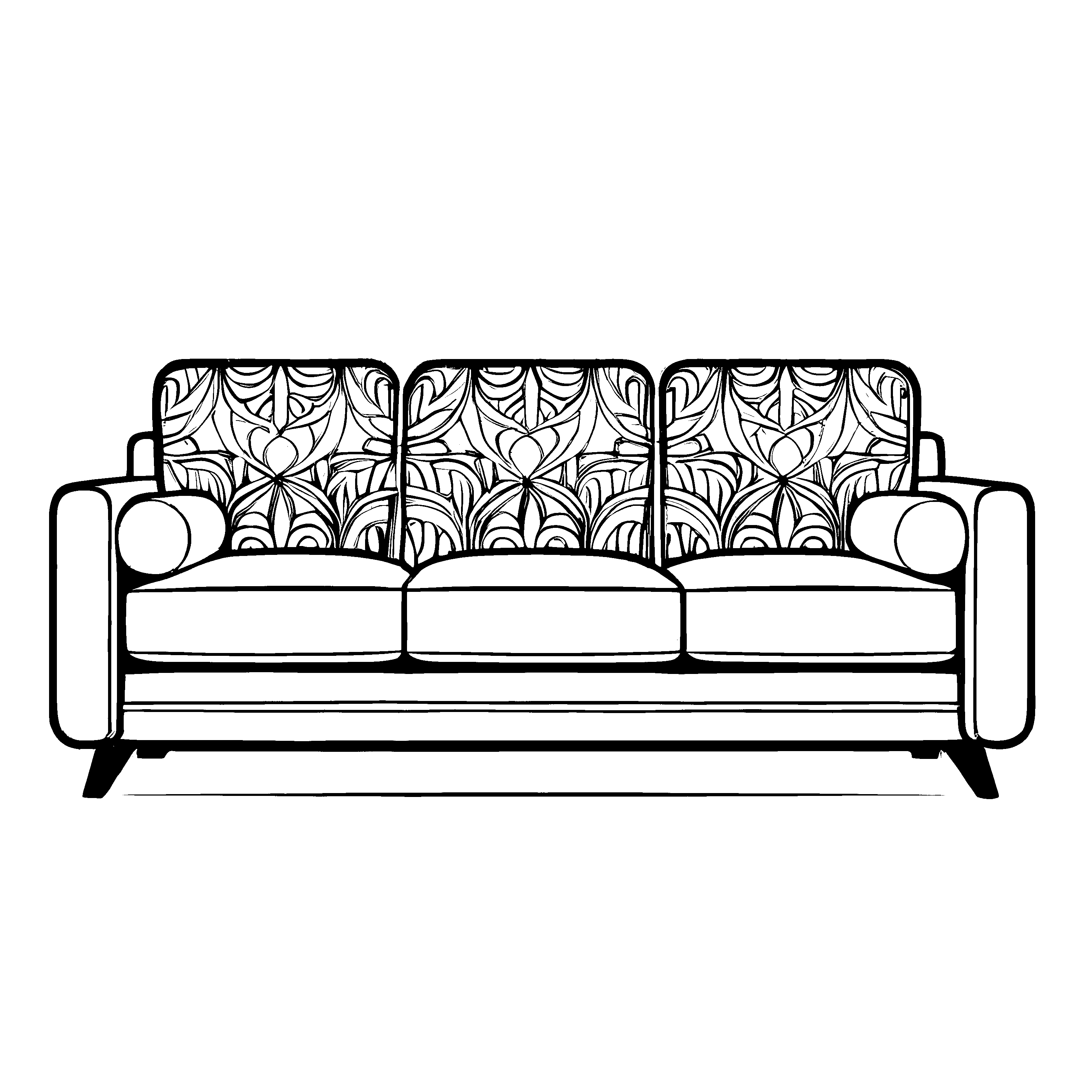 Bezauberndes Retro-Sofa mit Blumenmuster Ausmalbild für kreative Köpfe