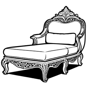 Elegante Chaiselongue mit kunstvollen Mustern Ausmalvorlage für kreative Köpfe