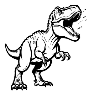 Imposanter Tyrannosaurus Rex mit brüllendem Maul Malvorlage für neugierige Dino-Fans