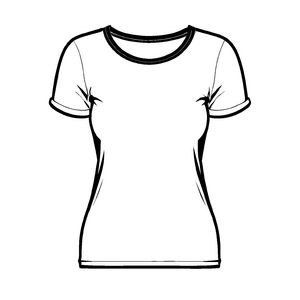 Stilvolles Damen-T-Shirt in schlichter Eleganz Ausmalvorlage für fantasievolle Modedesigner