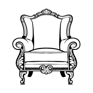 Eleganter Ohrensessel mit zauberhaften Ornamenten Ausmalbild für kreative Köpfe
