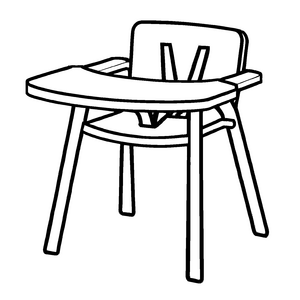 Bequemer Hochstuhl mit sauberem Design Malvorlage für neugierige Mini-Köche