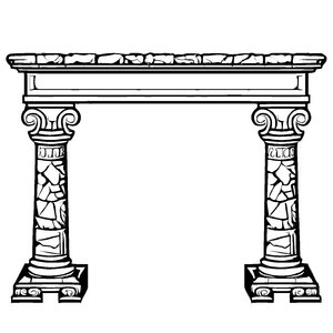 Antiker Tisch mit kunstvollem Scroll-Design Ausmalbild für kreative Entdecker