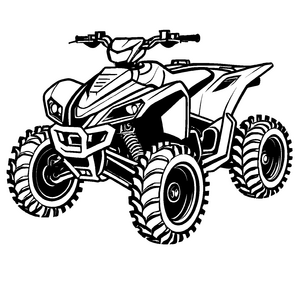 Dynamisches Quad auf abenteuerlicher Offroad-Strecke Malvorlage für furchtlose kleine Entdecker