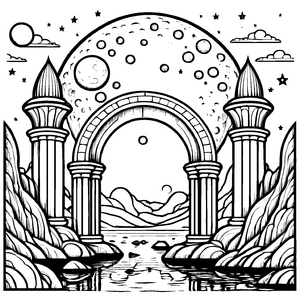 Wunderbare Mondlandschaften-Malvorlage für Groß und Klein