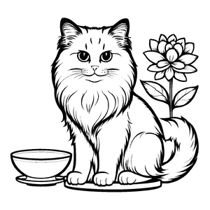 Einfache Katzennäpfe-Malvorlage für Kinder