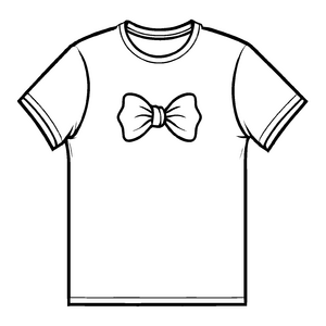 Bezauberndes Damen-T-Shirt mit schickem Fliegenbogen Malvorlage für stilbewusste Künstler