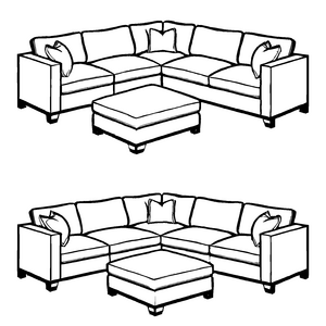 Bezauberndes Ecksofa mit drei Kissen Ausmalbild für junge Einrichtungsfreunde