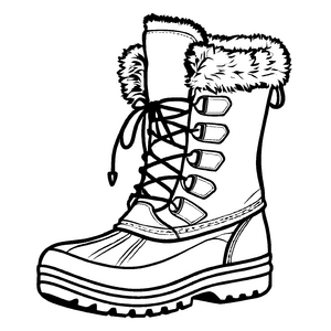 Bequeme Schneestiefel mit modischem Schleifen-Motiv Ausmalvorlage für junge Entdecker