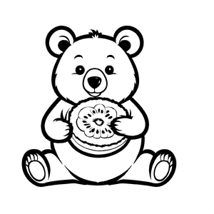 Kuscheliger Teddy mit leckerer Cantaloupe-Melone Ausmalbild für fröhliche Malabenteurer