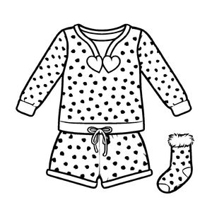 Bezaubernder Damen-Pyjama mit herzlichem Design Ausmalbild für fantasievolle Nachtschwärmer