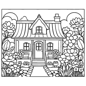 Bezauberndes Gartenhäuser-Bastelmotiv zum kreativen Gestalten