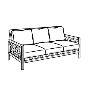 Elegante Rattan-Couch mit stilvollem Design Ausmalbild für kreative Raumkünstler