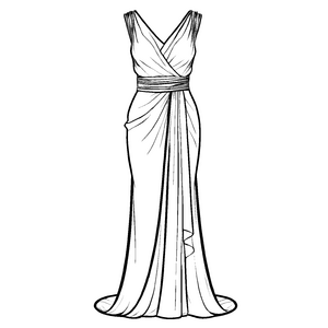 Elegantes Abendkleid mit fließendem Rock Malvorlage für stilbewusste Trendsetter