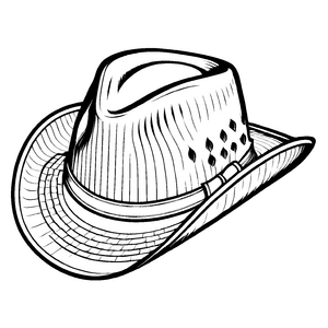 Cowboyhut mit stilvollen Löchern Ausmalbild für abenteuerlustige Künstler