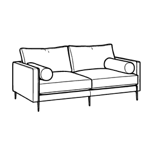 Schlichtes Zweisitzer-Sofa mit zwei gemütlichen Kissen Ausmalbild für kreative Raumgestalter