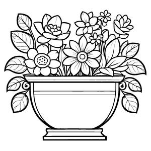 Großartige Blumenkübel-Ausmalvorlage für Kinder
