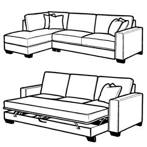 Zwei stilvolle Schlafsofas in schickem Design Ausmalvorlage für kreative Köpfe