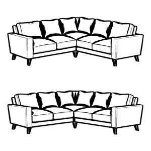 Zweifaches stilvolles Sofa in minimalistischer Optik Ausmalvorlage für fantasievolle Raumgestalter