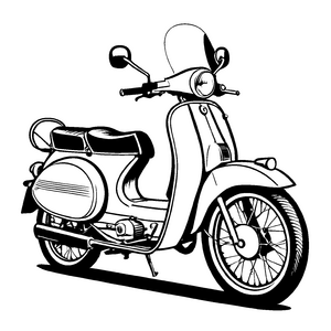 Rasantes Moped mit sportlichem Design Malvorlage für junge Geschwindigkeitsfans