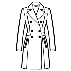 Eleganter Damen-Mantel mit markanten Knöpfen Ausmalbild für modebewusste Entdecker