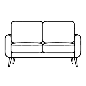 Schlichtes Zweisitzer-Sofa mit bequemen Kissen Ausmalbild für kleine Innenarchitekten