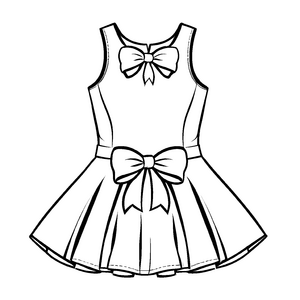 Wunderschönes weißes Kleid mit großer Schleife Malvorlage für stilbewusste Trendsetter