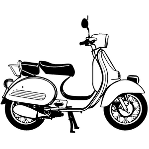 Klassisches Moped mit schickem Fahrer Ausmalbild für fantasievolle Zweirad-Abenteurer