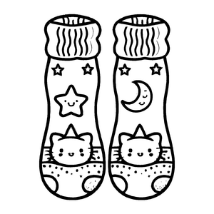 Charmante Damen-Socken mit lustigem Katzenmotiv Ausmalvorlage für kleine Trendsetter mit großen Träumen