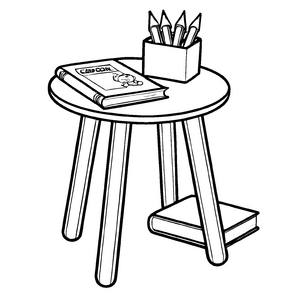 BeaWitziger Beistelltisch mit kreativen Büchern Malvorlage für neugierige Künstler