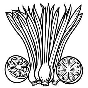 Verlockende Gemüsesorten mit spritzigen Zitronen Bastelmotiv für kleine Küchenchefs