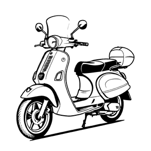 Bezauberndes Moped mit neongrüner Ablage Malvorlage für abenteuerlustige Entdecker